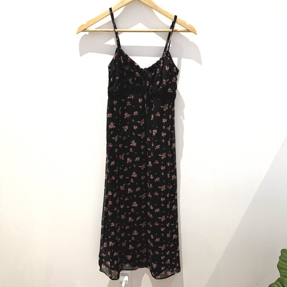 Midnight Bloom Flowy Midi Dress – XS